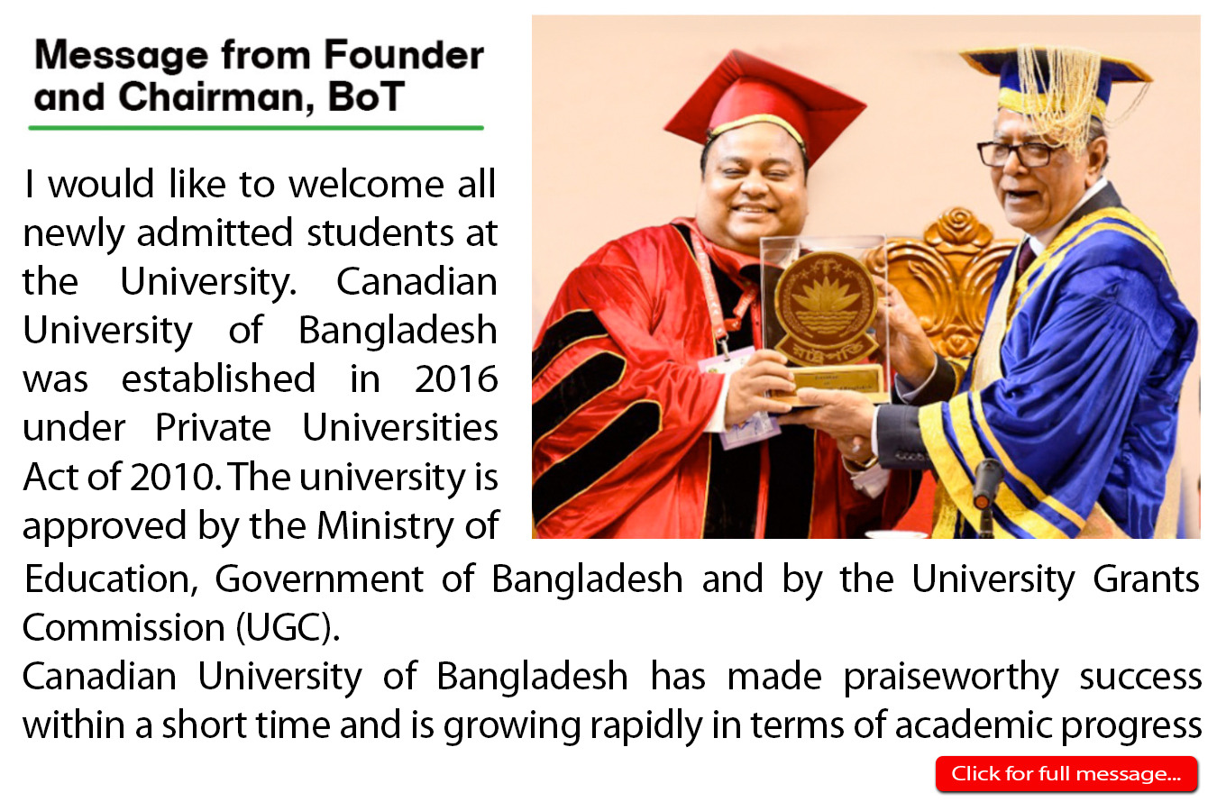 CUB Convocation, University Alumni, Bangladesh President, Abdul Hamid, 22nd President of Bangladesh, BoT Chairman 